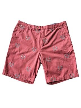 J. McLaughlin Embroidered Cotton Shorts Men's Size 40 Coral w/ Embroidered Fish